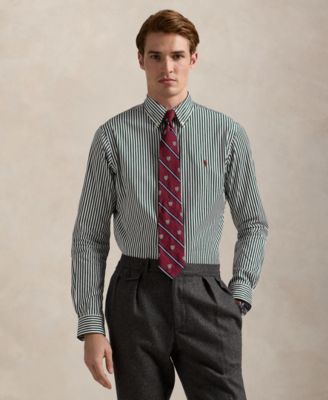 Классический-Fit поло Ральф Лорен мужская рубашка в полоску из ткани в рубчик