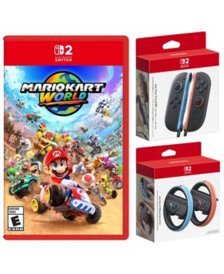 Nintendo Switch 2 Mario Kart World с двумя синими / красными контроллерами Joy-Con и комплектом колес Nintendo Switch black