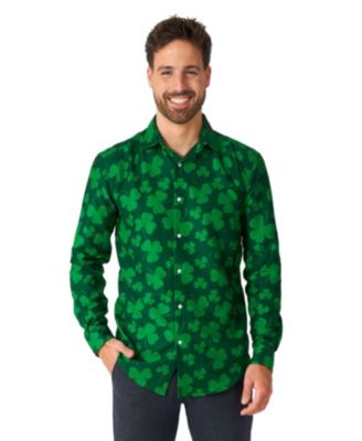 Suitmeister Men's St. Pats Green - мужская рубашка на пуговицах ко Дню Святого Патрика - зеленая с длинным рукавом