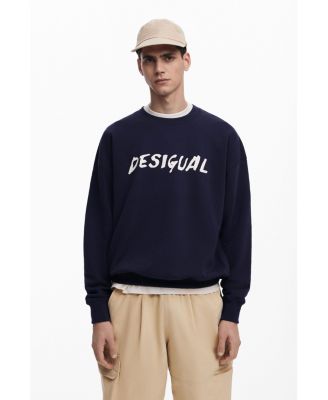 Мужская текстурированная толстовка с логотипом Desigual синего цвета