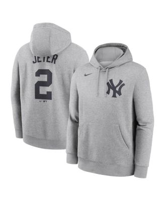 Мужская толстовка Nike Derek Jeter Heather Gray с именем и номером игрока New York Yankees, флисовый пуловер с капюшоном серого цвета