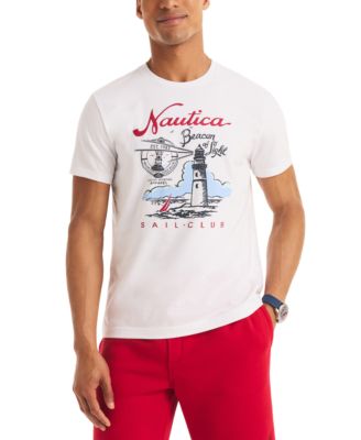 Мужская футболка с коротким рукавом Nautica Beacon of Light с графическим рисунком белого цвета