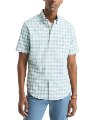 Мужская рубашка Nautica Tattersall на пуговицах с коротким рукавом