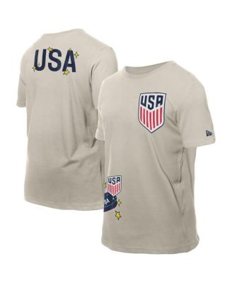 Мужская светло-бежевая футболка New Era с логотипом USMNT Select коричнево-бежевого цвета
