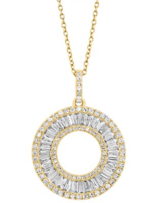 Колье-подвеска EFFY Collection Diamond Circle (1-1/10 карат по весу) из желтого золота 14 карат, 17 