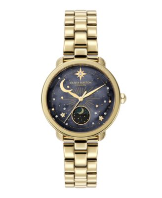 Женские часы-браслет Olivia Burton с золотым браслетом Moonphase из нержавеющей стали, 34-миллиметровое золото