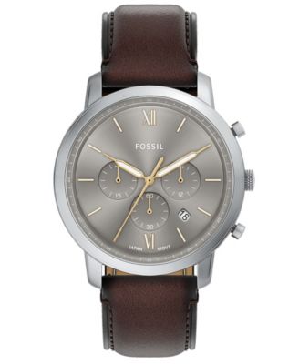Мужские кожаные часы Fossil Neutra Chronograph коричневого цвета, 44 мм, коричневые