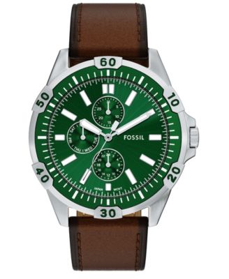 Мужские многофункциональные часы Garrett из коричневой кожи Fossil, коричневые, 44 мм