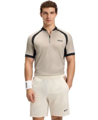 Мужская рубашка поло из джерси BOSS by Hugo Boss с застежкой-молнией и облегающим вырезом