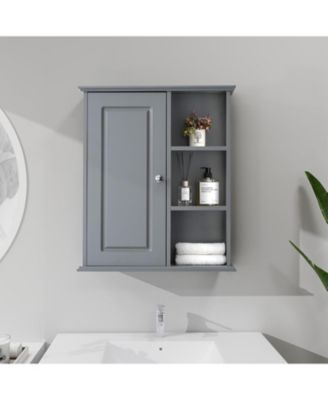Зеркало над ванной комнатой Шкафчик для ванной комнаты - Настенный шкафчик для хранения лекарств из массива дерева для ванной комнаты и кухни - Серый