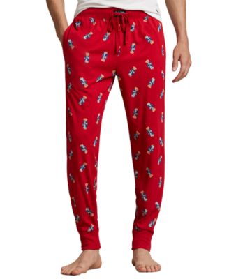 Мужские трикотажные пижамные брюки для бега трусцой Polo Ralph Lauren с ребристым поясом в виде медведя