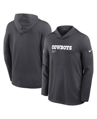 Мужская футболка Nike Anthracite Dallas Cowboys Sideline Pure Performance с капюшоном и длинными рукавами Anthracite