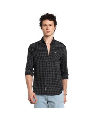 Мужская рубашка в клетку Campus Sutra темно-серого цвета