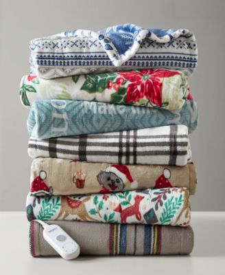 ПОСЛЕДНИЙ АКТ! Новинка Premier Comfort с подогревом, реверсивный плюшевый плед с электрическим принтом, 50 x 60 дюймов