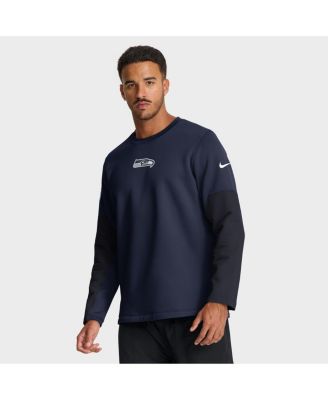 Мужская футболка с длинным рукавом Nike College Navy Seattle Seahawks Sideline с надписью Win Performance