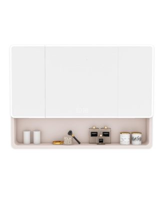 Алюминиевый зеркальный шкаф CASAINC 35×28 дюймов с 3-цветным светодиодом и функцией защиты от запотевания