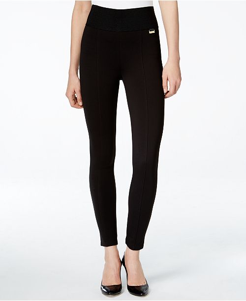 Calvin Klein Pull-On Wide-Waistband Knit Pants & Reviews - Pants & Leggings  - Women - Macy's