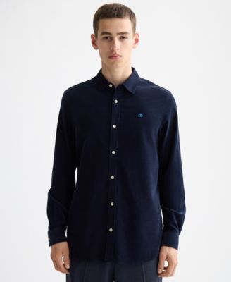 Мужская рубашка с вышивкой на груди SCOTCH & SODA обычного покроя синего цвета
