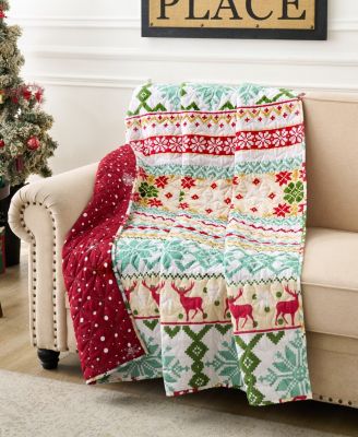 Праздничная накидка Greenland Home Fashions Fair Isle Snow с реверсивным рисунком, 50
