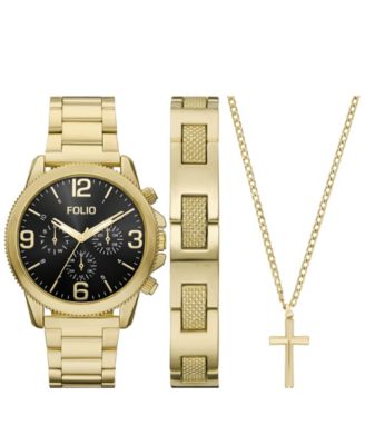 Мужские кварцевые часы Folio с тремя стрелками из золотого сплава, 43 мм