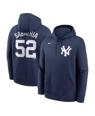 Мужская толстовка Nike CC Sabathia Navy New York Yankees с именем и номером игрока в отставке, клубный пуловер с капюшоном