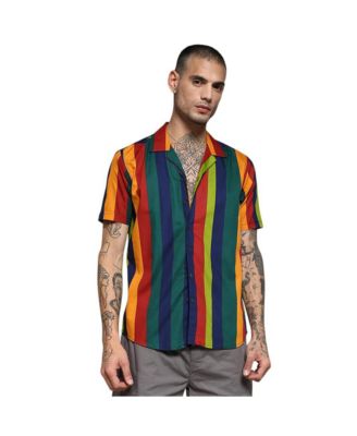 Мужская рубашка в полоску с тентом Campus Sutra оранжевого цвета