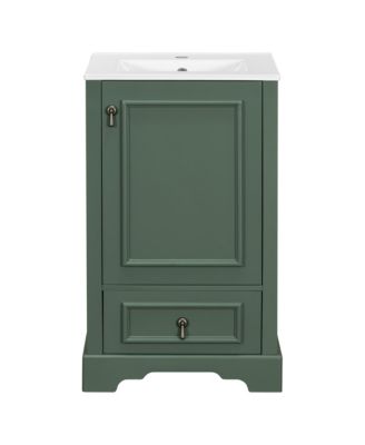 CASAINC 20" Дверца из массива дерева и МДФ с мягким закрыванием, U-образная полка, выдвижной ящик и стеллаж для хранения Туалетный столик для ванной комнаты с керамической раковиной