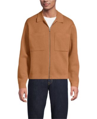 Мужское повседневное пальто из тонкого хлопка с длинным рукавом на молнии от Lands'End для мужчин