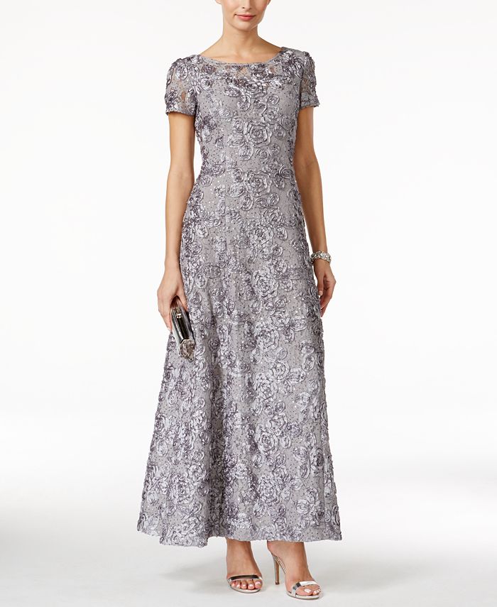 Alex Evenings Petite Rosette Lace A-Line Gown & Reviews - Dresses ...