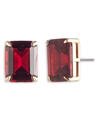Золотые серьги-гвоздики Lauren Ralph Lauren красного цвета