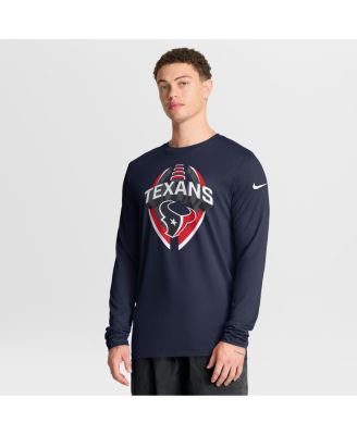 Мужская футболка с длинным рукавом Nike Navy Houston Texans Prime Time Legend Icon Performance