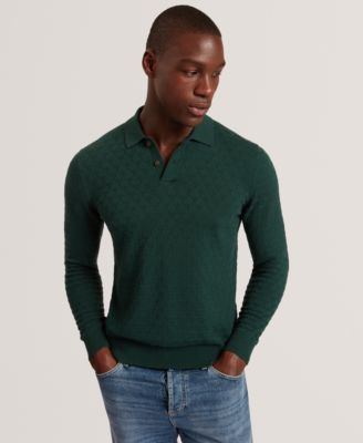 Мужская рубашка поло с длинным рукавом в стиле Тед Бейкер Gaten T Stitch зеленого цвета