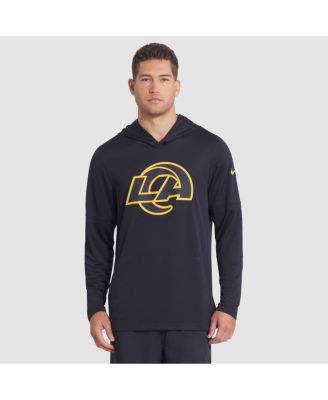 Мужская футболка Nike Midnight Blue Los Angeles Rams 2025 Rivalries Collection Sideline Dri-FIT с капюшоном и длинными рукавами из коллекции Rivalries.