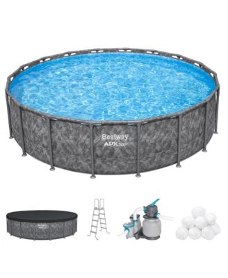 Круглый наземный плавательный бассейн Bestway APX 365 размером 18x52 дюйма с насосом и лестницей, без цвета
