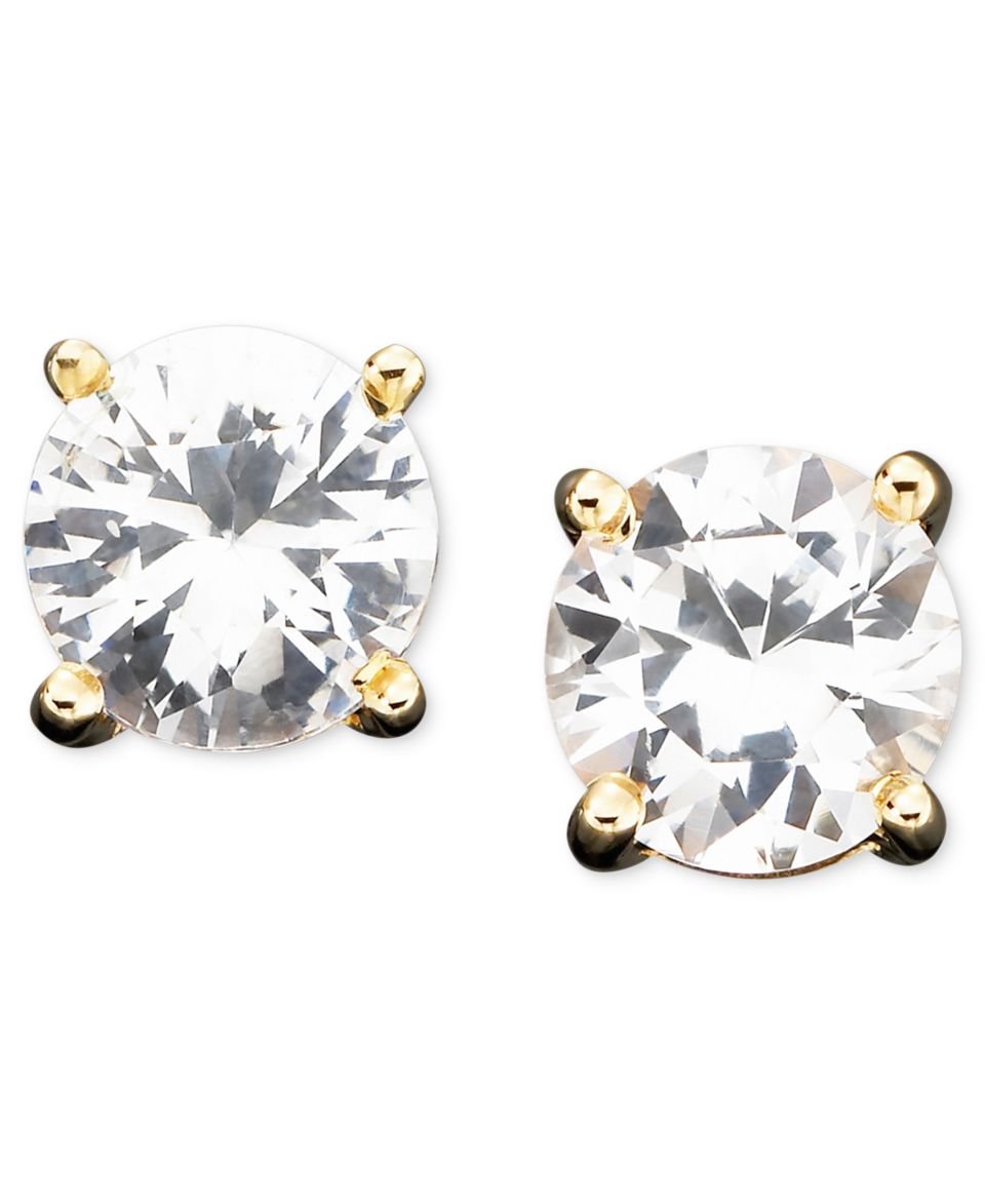 14k Gold White Sapphire Stud Earrings (1   2 ct. t.w.)   Earrings