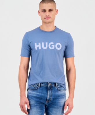 Мужская футболка Hugo Boss Dulivio с коротким рукавом и круглым вырезом с логотипом, синяя