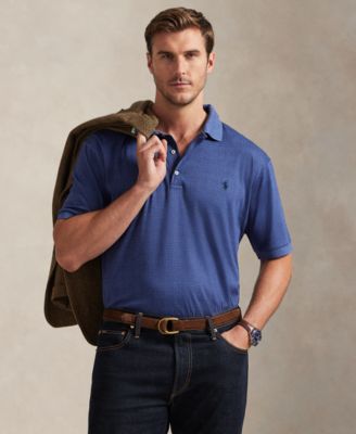 Мужская рубашка поло Polo Ralph Lauren в клетку большого и высокого роста с короткими рукавами