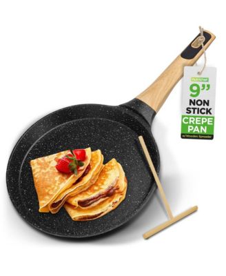 17,3-дюймовая форма для блинов NutriChef с антипригарным покрытием из черного мрамора и деревянной насадкой