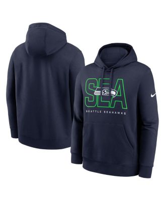Флисовый пуловер с капюшоном Nike Men's College Navy Seattle Seahawks Busted Play Club