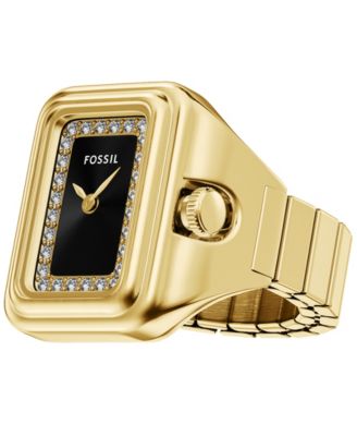 Женские часы Fossil Raquel Watch Ring с двумя стрелками, позолоченные часы из нержавеющей стали,14 мм