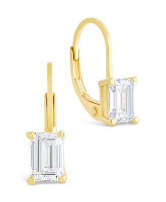 Французские серьги-клипсы Sterling Forever из стерлингового серебра изумрудной огранки золото