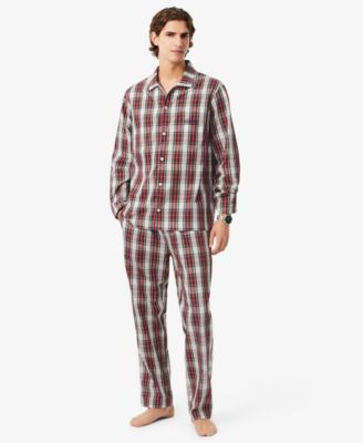 Мужской пижамный комплект из поплина в клетку от Lacoste