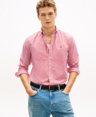 Мужская рубашка в полоску из гибкого поплина Tommy Hilfiger с длинным рукавом