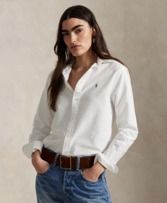 Женская оксфордская рубашка Polo Ralph Lauren классического кроя белого цвета