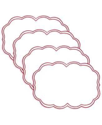 Салфетка Saro Lifestyle с вышивкой в горошек и фестончатым краем, набор из 4 салфеток