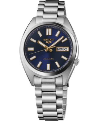 Мужские спортивные часы Seiko 5 из нержавеющей стали с серебряным браслетом, 37,4 мм