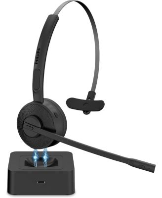 Bluetooth-гарнитура PHILIPS с микрофоном с функцией шумоподавления, кнопкой отключения звука, длительным временем автономной работы, двойной зарядкой для офиса, дома, автомобиля без цвета