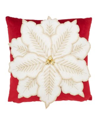 Декоративная подушка Saro Lifestyle Velvet с поли-наполнителем из пуансеттии, 16