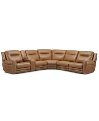 Alexandre Leather, 6 шт. Секционный, с 3 глубокими креслами с механическим приводом и 1 консолью