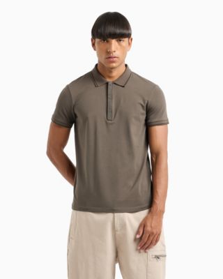 Мужская стрейчевая рубашка-поло с коротким рукавом и планкой с логотипом A|X Armani Exchange